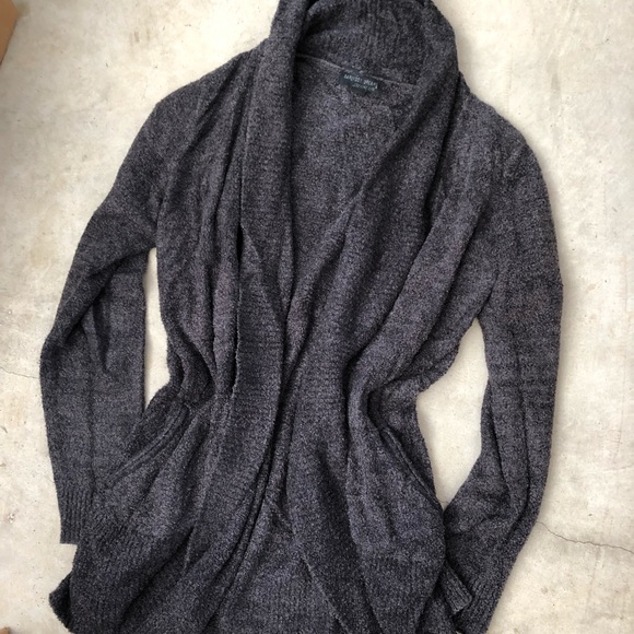 Barefoot Dreams CozyChic Lite Circle Open Cardigan Medium Charcoal Gray - Picture 6 of 10